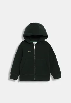 Lacoste hanorac de bumbac pentru copii culoarea negru, cu gluga, uni, SJ9723 imagine