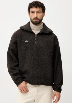 Lacoste hanorac fleece culoarea maro, uni, SH5500 imagine