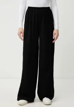 Lacoste pantaloni culoarea negru, drept, high waist, HF2627 imagine