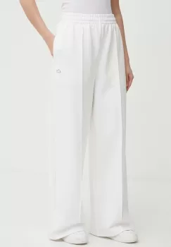 Lacoste pantaloni de trening culoarea alb, neted imagine