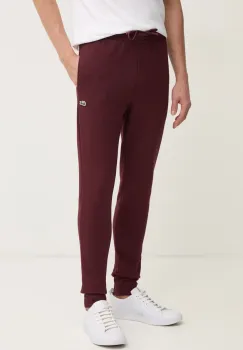 Lacoste pantaloni de trening culoarea bordo, neted imagine