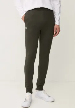 Lacoste pantaloni de trening culoarea verde, neted imagine