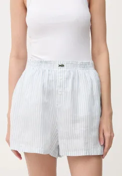 Lacoste pantaloni scurti din in cu imprimeu, high waist, FF0226 imagine