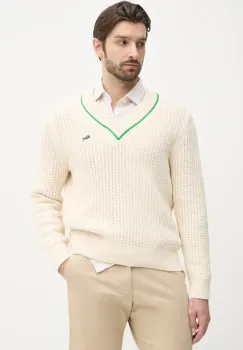 Lacoste pulover barbati, culoarea bej, AH9303 imagine
