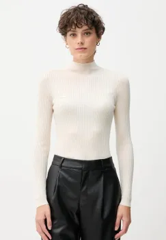 Lacoste pulover de lana culoarea bej, light, cu turtleneck, AF4189 imagine