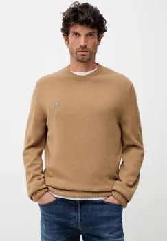 Lacoste pulover de lana culoarea maro, light, AH2916 imagine