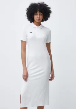 Lacoste rochie culoarea bej, midi, drept imagine