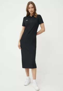 Lacoste rochie culoarea negru, midi, drept imagine
