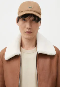 Lacoste sapca de baseball din bumbac culoarea maro, cu imprimeu imagine