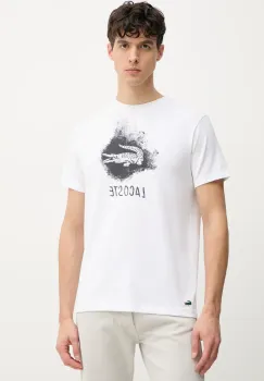 Lacoste tricou barbati, culoarea alb, cu imprimeu, TH8917 imagine