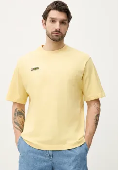 Lacoste tricou barbati, culoarea galben, neted, TH2745 imagine