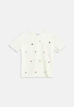 Lacoste tricou copii culoarea bej, cu imprimeu, TJ2602 imagine