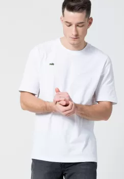 Lacoste Tricou culoarea alb, material neted imagine