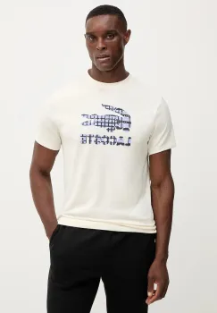 Lacoste tricou culoarea bej, cu imprimeu, TH4769 imagine