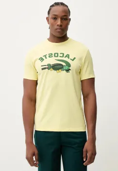 Lacoste tricou culoarea galben, cu imprimeu, TH4760 imagine