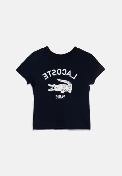 Lacoste tricou de bumbac pentru copii culoarea albastru marin, cu imprimeu, TJ3003 imagine