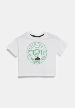Lacoste tricou de bumbac pentru copii culoarea galben, cu imprimeu, TJ2463 imagine