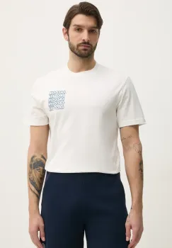 Lacoste tricou din bumbac barbati, culoarea alb, cu imprimeu, TH0288 imagine