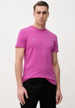 Lacoste tricou din bumbac barbati, culoarea alb, uni, TH6709 imagine