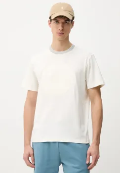 Lacoste tricou din bumbac barbati, culoarea bej, cu imprimeu, TH0124 imagine
