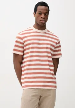 Lacoste tricou din bumbac barbati, culoarea bej, cu imprimeu, TH0290 imagine