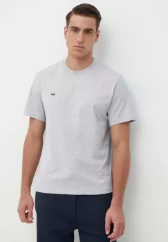 Lacoste tricou din bumbac barbati, culoarea gri, neted imagine
