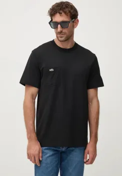 Lacoste tricou din bumbac barbati, culoarea negru, neted, TH2827 imagine