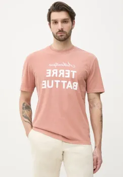 Lacoste tricou din bumbac barbati, culoarea portocaliu, cu imprimeu, TH0356 imagine