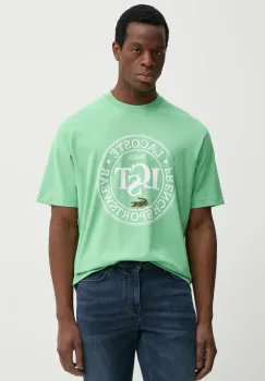 Lacoste tricou din bumbac barbati, culoarea verde, cu imprimeu, TH2753 imagine