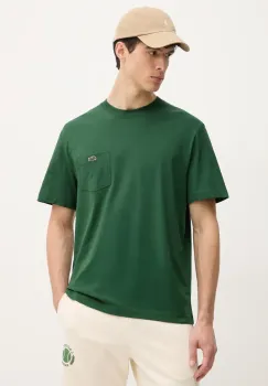 Lacoste tricou din bumbac barbati, culoarea verde, neted, TH2827 imagine