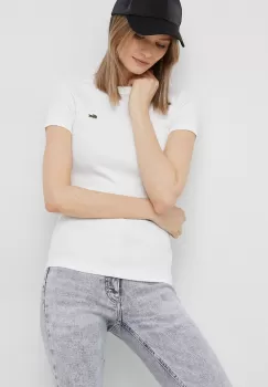 Lacoste tricou din bumbac culoarea alb imagine