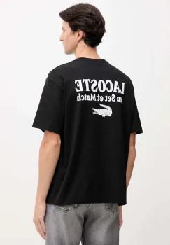 Lacoste tricou din bumbac culoarea negru, cu imprimeu, TH5950 imagine