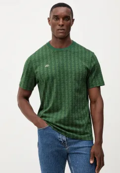 Lacoste tricou din bumbac culoarea verde, cu model, TH5902 imagine