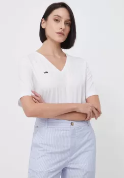 Lacoste tricou din bumbac femei, culoarea alb imagine