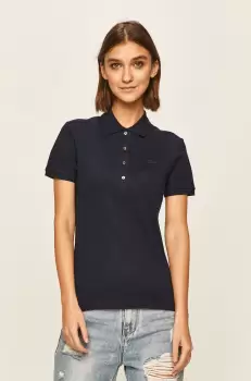 Lacoste Tricou femei, culoarea albastru marin, cu guler imagine