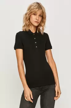 Lacoste Tricou femei, culoarea negru, cu guler imagine