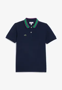 Lacoste tricouri polo din bumbac pentru copii culoarea albastru marin, neted, PJ8402 imagine