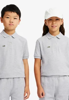 Lacoste tricouri polo din bumbac pentru copii culoarea gri, neted imagine