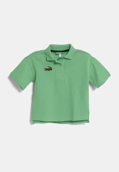 Lacoste tricouri polo din bumbac pentru copii culoarea verde, cu imprimeu, PJ2482 imagine