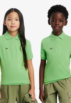 Lacoste tricouri polo din bumbac pentru copii culoarea verde, neted imagine