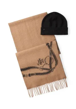 Lauren Ralph Lauren caciula si esarfa din amestec de lana imagine