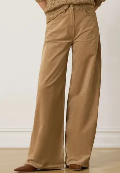 Lauren Ralph Lauren  pantaloni wide leg pentru femei cu casmir imagine