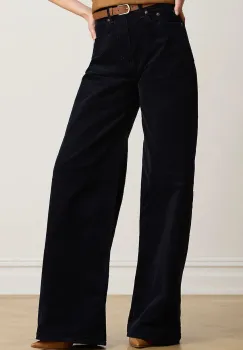 Lauren Ralph Lauren  pantaloni wide leg pentru femei cu casmir imagine