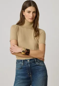 Lauren Ralph Lauren pulover cu guler inalt pentru femei cu amestec de matase imagine