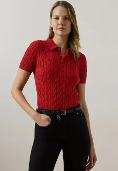 Lauren Ralph Lauren pulover cu maneca scurta de dama din bumbac imagine