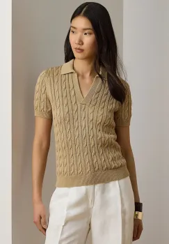 Lauren Ralph Lauren pulover cu maneca scurta pentru femei, cu vascoza imagine