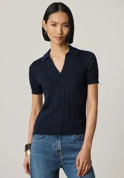 Lauren Ralph Lauren pulover cu maneca scurta pentru femei, cu vascoza imagine