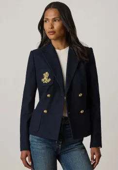 Lauren Ralph Lauren sacou cu doua randuri de nasturi din bumbac cu elastan imagine