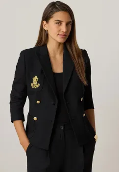 Lauren Ralph Lauren sacou cu doua randuri de nasturi din bumbac cu elastan imagine