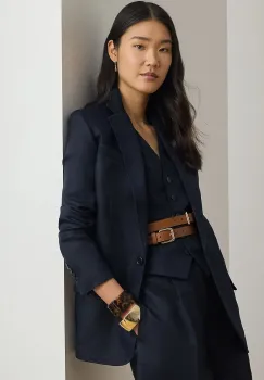 Lauren Ralph Lauren sacou cu un singur rand de nasturi pentru femei, din in imagine